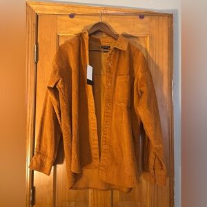 Women’s Corduroy Button-Down Shirt - Burnt Orange